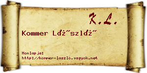 Kommer László névjegykártya